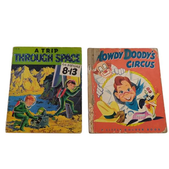 VTG Children's Book Lot 2 PC Howdy Doody Circus 1950 A Trip Through Space 1954 - Picture 1 of 5